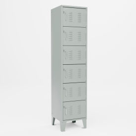 Global Industrial™ 6-Tier 6 Door Locker 18"W x 18"D x 72"H Gray All-Welded