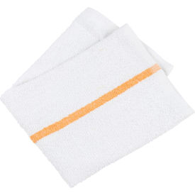 MONARCH BRANDS N030-G65-5DZ Qwick Wick 100 Cotton Gold Stripe Terry Bar Towel, 30 oz., 16" x 19", 12 Towels/Pack, 5 Packs image.