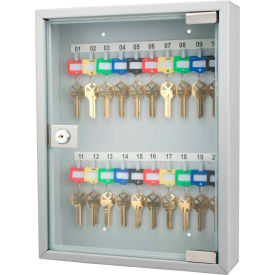 Barska CB12952 Barska CB12952 20 Keys Lock Box Gray W/ Glass Door 16"W x 13-1/2"D x 6"H, Grey, Aluminum image.