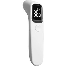 Global Industrial B2355238 Non-Contact Infrared Forehead Thermometer with Digital LED Display, White image.