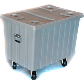 Myton Industries Inc. MTE-2H5HLBLU Bulk Shipping Poly Container With Lid and Casters 41"L x 28-1/4"W x 32-1/2"H, Blue image.