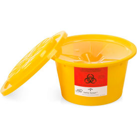 Medline Fluid Management Safety Basin w/ Splash Shield, Lid & Solidifier, Round, Yellow, 24 Pack