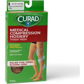 Compression Hosiery w/ 20-30 mmHg, Thigh High, X-Large, Size D, Tan view 2
