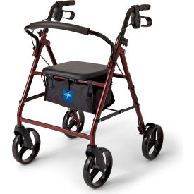 Basic Steel Rollator w/ 8" Casters, Burgundy view 2