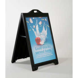 M&T DISPLAYS UPSP120024 SignPro Two-Sided Street Sign Poster W/ Lens, Black, 28-9/10"L x 26-3/4"W x 44-11/16"H image.