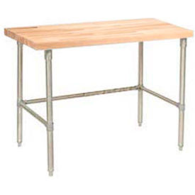 Global Industrial 249493 Global Industrial™ 60 x 30 Maple Butcher Block Square Edge Workbench with SS Legs image.