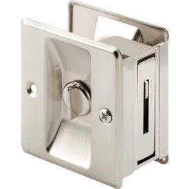 Prime-Line N 7239 Pocket Door Privacy Lock with Pull Satin Nickel