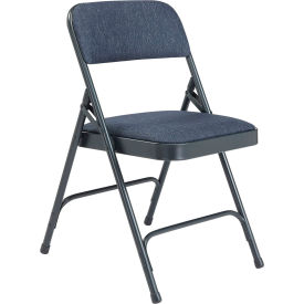 National Public Seating 2204 National Public Seating Steel Folding Chair - 1-1/4" Fabric Seat - Double Brace - Blue image.