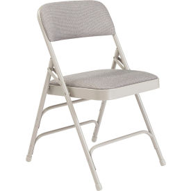 National Public Seating Fabric Triple Brace Double Hinge Folding Chair - Grey - Pack of 4
