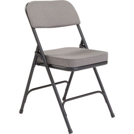 National Public Seating 3212 National Public Seating Steel Folding Chair - 2" Fabric Seat - Double Brace - Gray image.