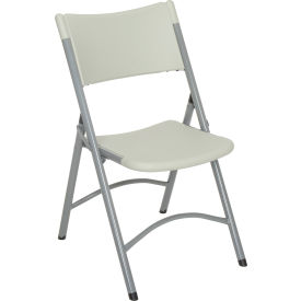 Interion Folding Chair With Mid Back, Resin, Light Gray - Pkg Qty 4