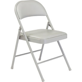 Global Industrial 607863GY Interion® Folding Chair, Vinyl, Gray image.