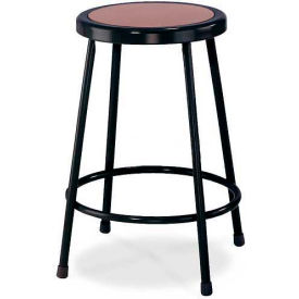 Global Industrial B957804 Interion® 24"H Steel Work Stool with Hardboard Seat - Backless - Black - Pack of 2 image.