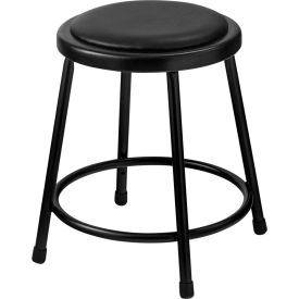 Global Industrial B2217232 Interion® 18" Steel Work Stool with Vinyl Seat - Backless - Black - Pack of 2 image.