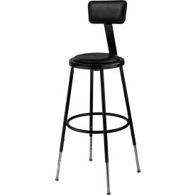 Global Industrial B2217146 Interion® Steel Shop Stool w/Backrest & Padded Seat - Adjustable Height 25"-33" - Black- 2PK image.