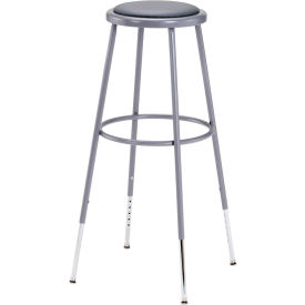 National Public Seating 6430H 31"-39" Height Adjustable Vinyl Padded Stool - Backless - Gray image.
