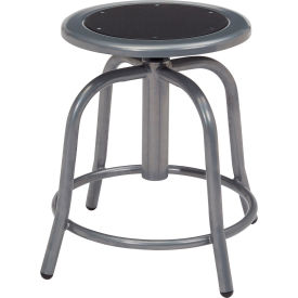 National Public Seating 6810-02 NPS Steel Designer Stool - Adjustable Height - Black with Gray Frame - 6800 Series image.