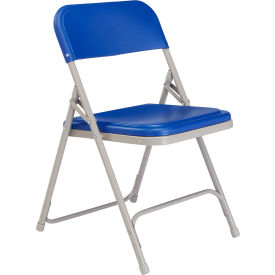National Public Seating 805 National Public Seating Plastic Folding Chair - Blue Seat/Gray Frame image.