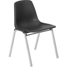 National Public Seating 8110 Poly Shell Stack Chair - Black image.