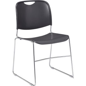 Stacking Chair - Plastic - Gray - Pkg Qty 4