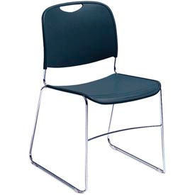 Global Industrial B449424 Interion® Stacking Chair With Mid Back, Plastic, Navy image.