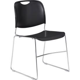 Global Industrial B449432 Interion® Stacking Chairs With Mid Back, Plastic, Black image.
