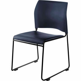 National Public Seating 2485388 Stacking Chair - Vinyl - Blue Seat with Black Frame - 8700 Series image.