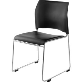 National Public Seating 2487616 Stacking Chair - Vinyl - Black Seat with Chrome Frame - 8700 Series image.