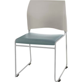 National Public Seating 2499326 Stacking Chair - Vinyl - Gray Seat with Silver Frame - 8700 Series image.