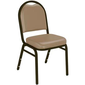National Public Seating 9201-M NPS Banquet Stacking Chair - 2" Vinyl Seat - Dome Back - Beige Seat with Brown Frame image.