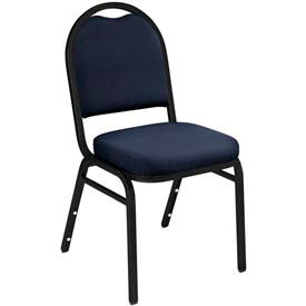 National Public Seating 9254-BT NPS Stacking Chair - 2" Fabric Seat - Dome Back - Blue Seat with Black Frame image.