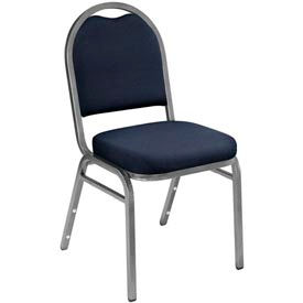 National Public Seating 9254-SV NPS Banquet Stacking Chair - 2" Fabric Seat - Dome Back - Blue Seat with Silver Frame image.