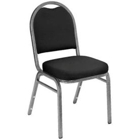National Public Seating 9260-SV NPS Banquet Stacking Chair - 2" Fabric Seat - Dome Back - Black Seat with Silver Frame image.