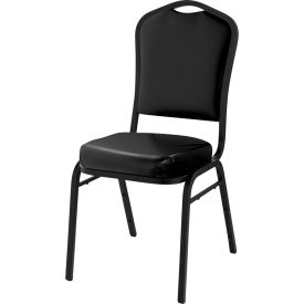 National Public Seating 9310-BT NPS Silhouette Banquet Stacking Chair - Vinyl - Ebony Black - 9300 Series image.