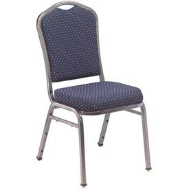 NPS Banquet Stacking Chair - 2"" Fabric Seat - Silhouette Back - Navy Seat with Silver Frame