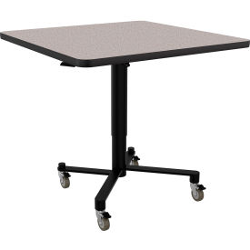 NPS® ACT Air-Lift Nesting Cafe Table Vinyl T-Mold 36" Square Gray Nebula Top/Black Frame 