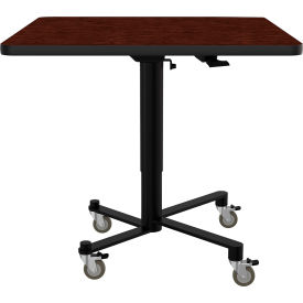 NPS® ACT Air-Lift Nesting Cafe Table Vinyl T-Mold 36" Square Mahogany Top/Black Frame 