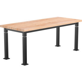 NPS® Aero-Lift Adj. Height Science Lab Table Butcher Block Top 72"L x 30"W x 42"H Black 