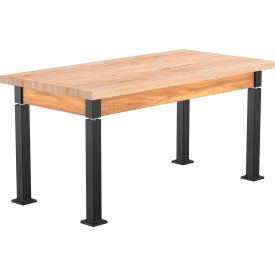 NPS® Aero-Lift Adjustable Height Science Lab Table Butcher Block Top 60"L x 30"W x 42"H Ash 