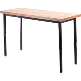 National Public Seating HDT3-2460B NPS® Height Adjustable Utility Table - 24" X 60" - Butcherblock Top image.