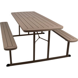 National Public Seating® BMPT Blow Molded Folding Picnic Table Brown Top & Frame 