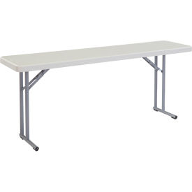 Global Industrial B449334 Interion® Plastic Folding Seminar Table, 18" x 72", White image.