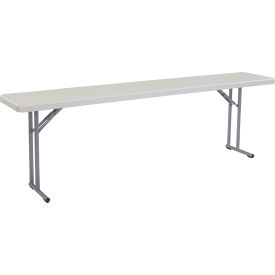 Global Industrial B449335 Interion® Plastic Folding Seminar Table, 18" x 96", White image.