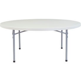 National Public Seating BT-71R National Public Seating® 71" Round Folding Plastic Table, Gray image.