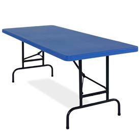 National Public Seating BTA-3072-04 National Public Seating® Adjustable Height Plastic Folding Table, 30" x 72", Blue image.