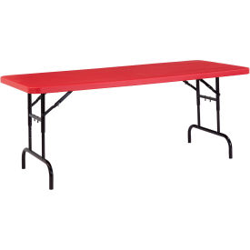 National Public Seating® Adjustable Height Plastic Folding Table 30"" x 72"" Red