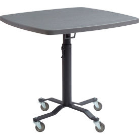 National Public Seating PCT336BM Café Time II Table - 36"W x 30"-42"H - Blow Molded Plastic Top - Charcoal Slate image.