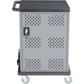 National Public Seating DCC Oklahoma Sound® DCC Duet Charging Cart For 32 Devices, Gray/Black image.