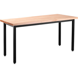 NPS® Heavy Duty Table Standard Height Butcherblock Top 72""L x 30""W x 30""H Maple/Black Frame