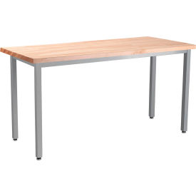 NPS® Heavy Duty Table Standard Height Butcherblock Top 72""L x 30""W x 30""H Maple/Gray Frame